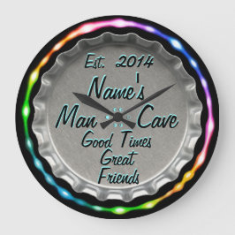 Reloj Redondo Grande Hombre Cueva Neon Beer Cap Clock ¡Añadir NOMBRE Y 