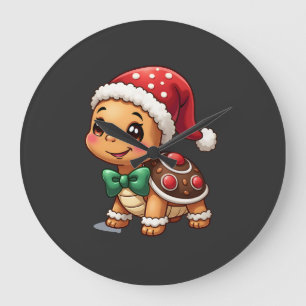 Reloj Redondo Grande Hombre de jengibre divertido Tortuga Navidad Mujer