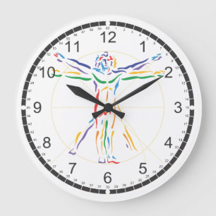 Reloj Redondo Grande Hombre de la anatomía de DaVinci en los colores d