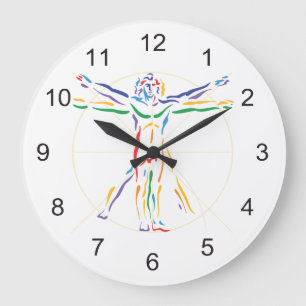 Reloj Redondo Grande Hombre de la anatomía de DaVinci en los colores d