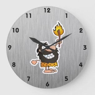 Reloj Redondo Grande Hombre de las cavernas del dibujo animado;