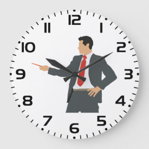 Reloj Redondo Grande Hombre de negocios profesional con traje y puntero