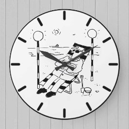 Reloj Redondo Grande Hombre de pop chill toma el sol en la playa