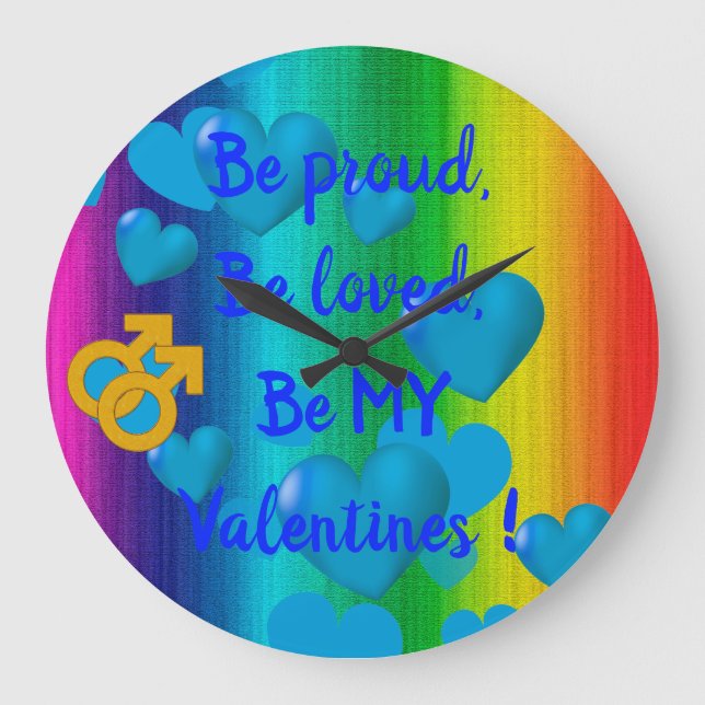 Reloj Redondo Grande Hombre del amor del arcoiris (Anverso)