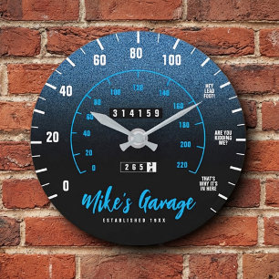 Reloj Redondo Grande Hombre Divertido Odómetro de Coche Velocímetro Bri