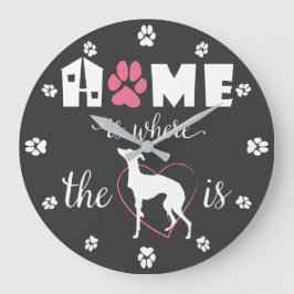 Reloj Redondo Grande Home es donde Iggy dog es texto de Cita divertida