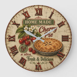 Reloj Redondo Grande Home Made Cherry Pie Vintage Farmhouse Kitchen 