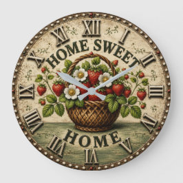 Reloj Redondo Grande Home Sweet Home Strawberry Basket Farmhouse