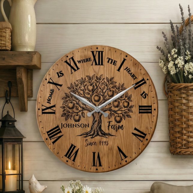 Reloj Redondo Grande Homestead Wall Clock | Custom Name & Year  (Subido por el creador)