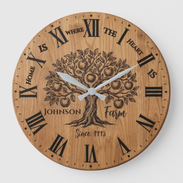 Reloj Redondo Grande Homestead Wall Clock | Custom Name & Year  (Anverso)