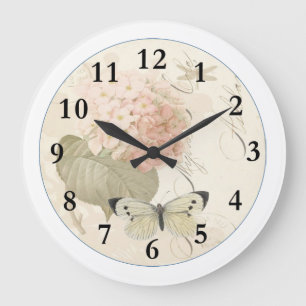 Reloj Redondo Grande Hometime al Estilo Antiguo   Rosas Rojas Antiguas 