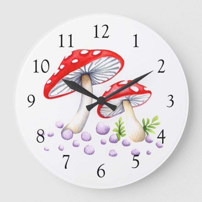 Reloj Redondo Grande Hongos de lunares (Anverso)