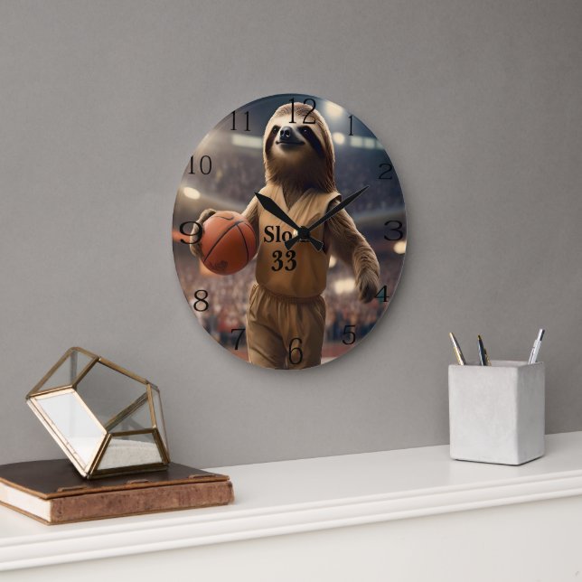 Reloj Redondo Grande Hoops y Hangs: La franja de Dunking Slam, (Oficina)