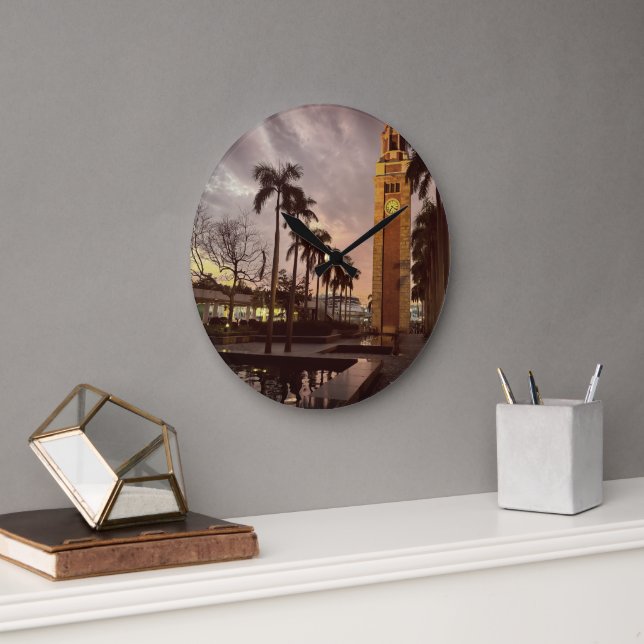 Reloj Redondo Grande Hora de la torre del atardecer (Oficina)