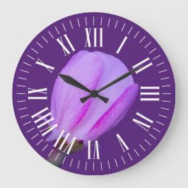 Reloj Redondo Grande Hora romana y minutos marcan el florecimiento flor