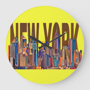 Reloj Redondo Grande horizonte de Manhattan ciudad de Nueva York