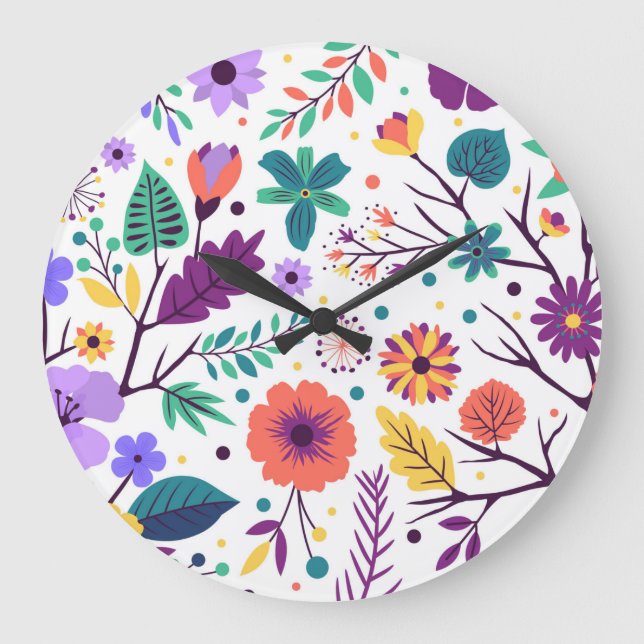 Reloj Redondo Grande Horloge acrylique ronde composition florale (Anverso)