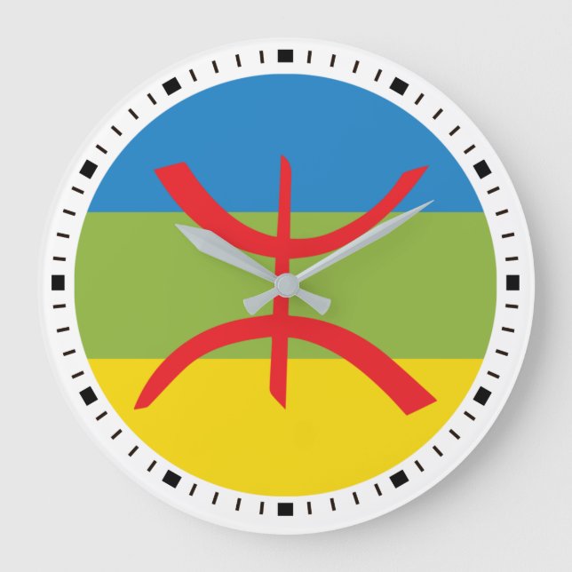 Reloj Redondo Grande Horloge drapeau Amazigh (Anverso)