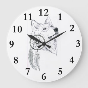 Reloj Redondo Grande horloge dreamcatcher wolf 1