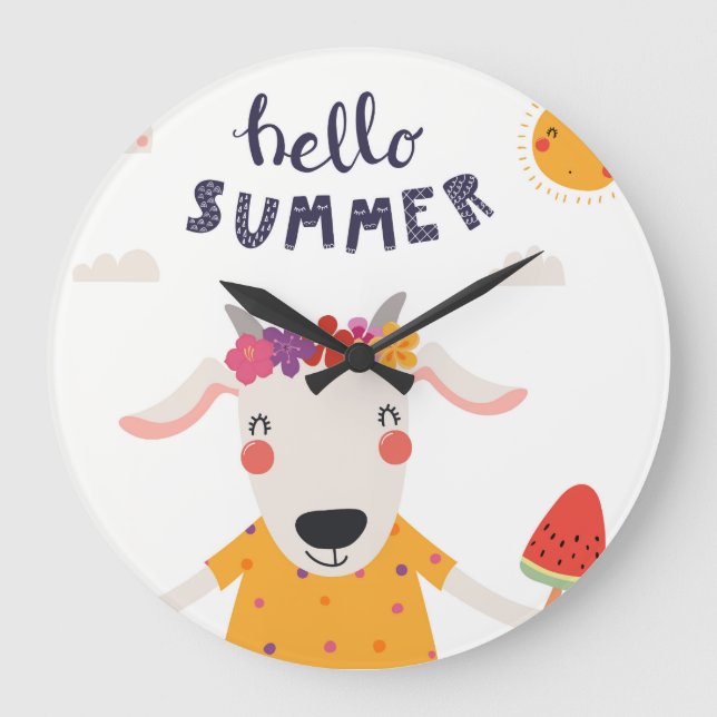 Reloj Redondo Grande Horloge en Acrylique Hello summer - grande (Anverso)