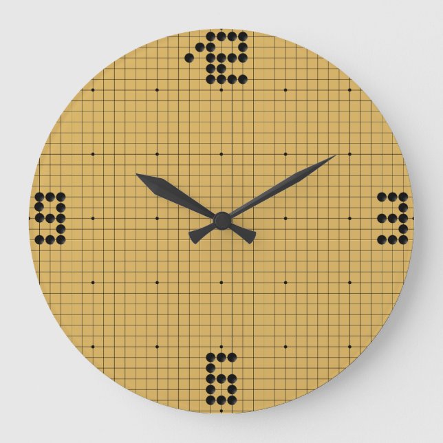 Reloj Redondo Grande Horloge Goban Clock - Black Stones - 3-6-9-12 (Anverso)