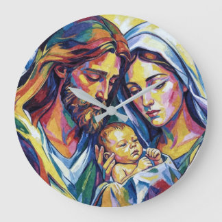 Reloj Redondo Grande Horloge Ronde Jésus Marie et Joseph