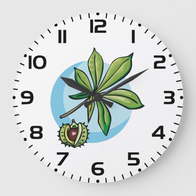 Reloj Redondo Grande Horse Chestnut Leaf and Conker (Anverso)