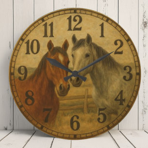 Reloj Redondo Grande Horse couple equestrian rustic countryside 