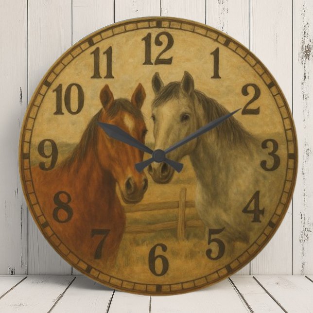 Reloj Redondo Grande Horse couple equestrian rustic countryside  (Subido por el creador)