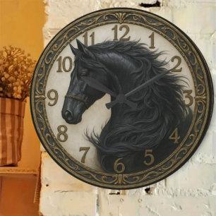 Reloj Redondo Grande Horse elegant rustic equestrian home farmhouse
