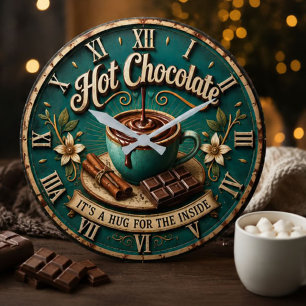 Reloj Redondo Grande Hot Chocolate  Coffee Bar Rustic Farmhouse 