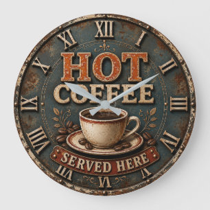 Reloj Redondo Grande Hot Coffee Served Here Vintage Coffee Shop 