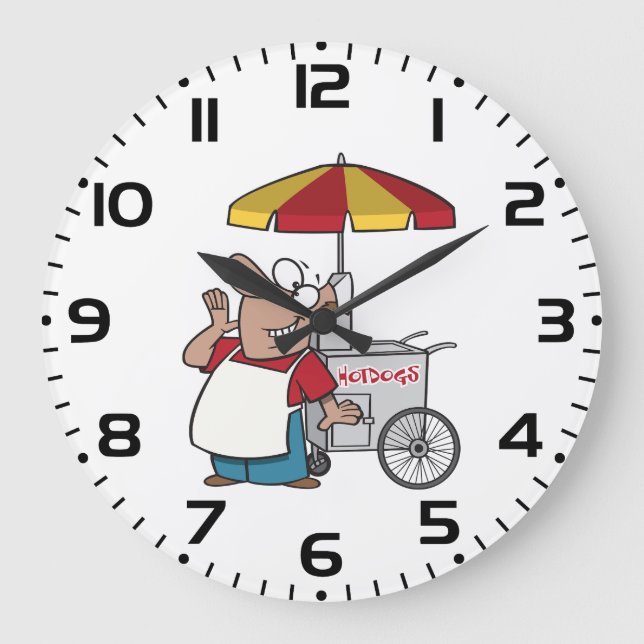 Reloj Redondo Grande Hot Dog Cart Vendor Street Food Seller (Anverso)