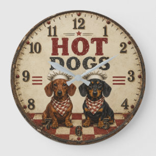 Reloj Redondo Grande Hot Dogs Dachshund Funny Wiener Dog Kitchen