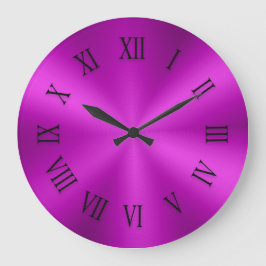 Reloj Redondo Grande Hot Pink Metallic Clock with Roman Numbers
