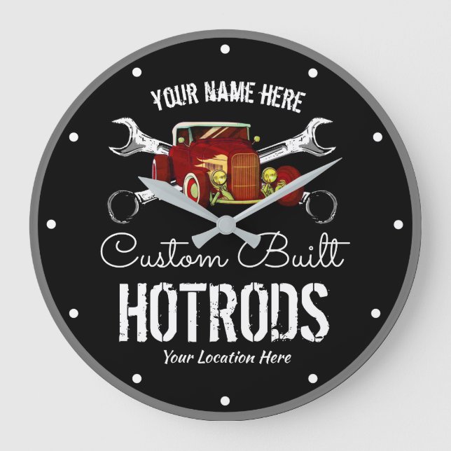 Reloj Redondo Grande Hotrods Personalizado Herramientas para coches Ret (Anverso)