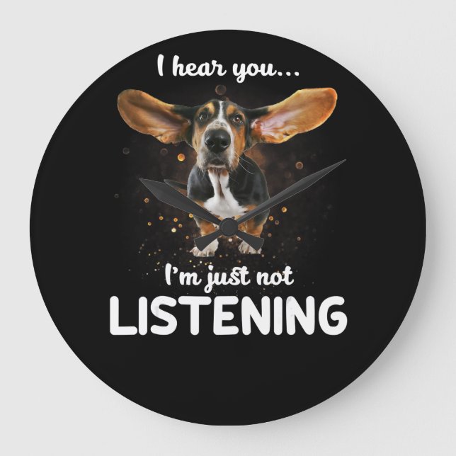 Reloj Redondo Grande hound basset oigo que no estás escuchando (Anverso)