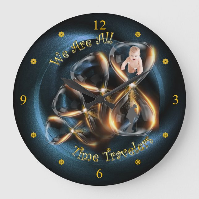Reloj Redondo Grande Hourglass ~ Todos Somos Viajeros de Tiempo ~ (Anverso)