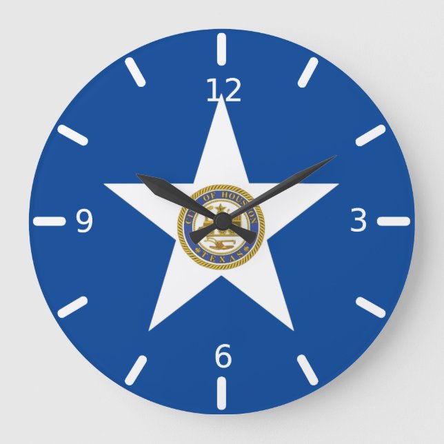 Reloj Redondo Grande Houston flag Large Clock (Anverso)