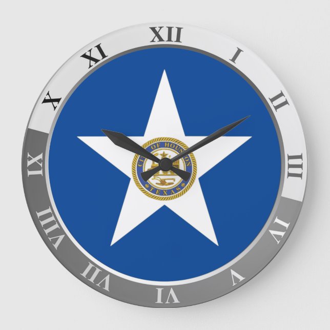 Reloj Redondo Grande Houston flag Large Clock (Anverso)