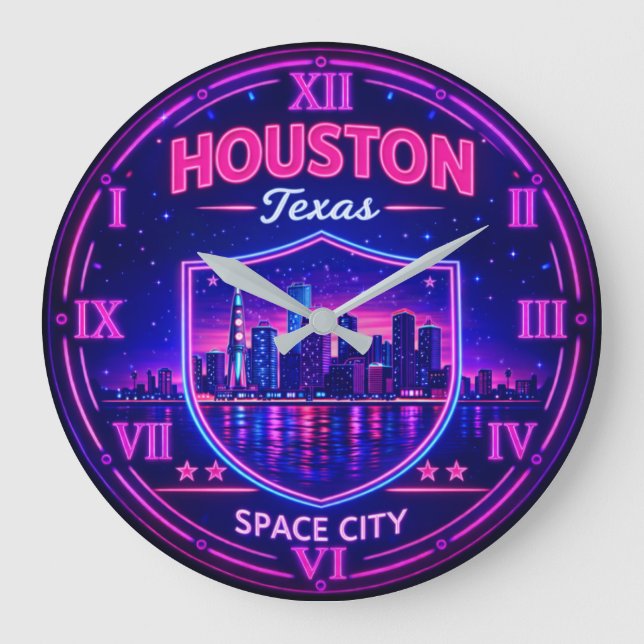 Reloj Redondo Grande Houston Texas Space City  (Anverso)