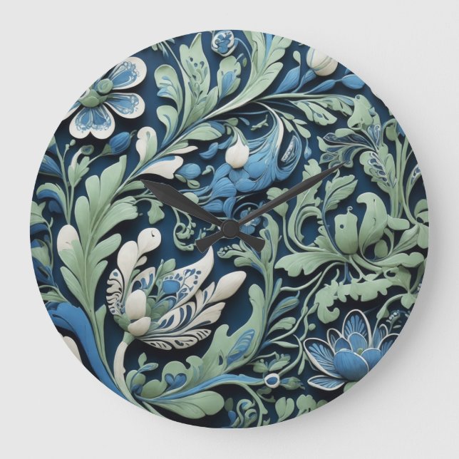 Reloj Redondo Grande huella étnica y vintage rusa (Anverso)