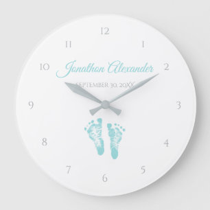 Reloj Redondo Grande Huellas azules preciosas del muchacho del recuerdo