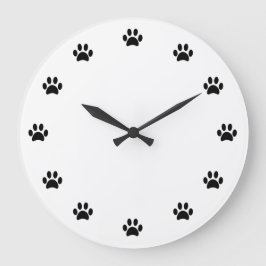 Reloj Redondo Grande Huellas de pata negras como números