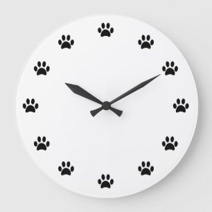 Reloj Redondo Grande Huellas de pata negras como números