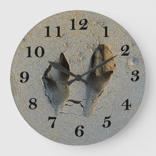 Reloj Redondo Grande Huellas de Wallaby en arena (Anverso)