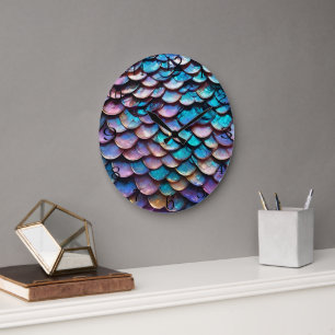 Reloj Redondo Grande Hues encantados: Allure of Pastel Mermaid Scales