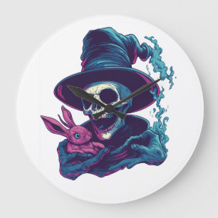 Reloj Redondo Grande Huesos Abra-Cadabra � Cráneo Divertido de Magia