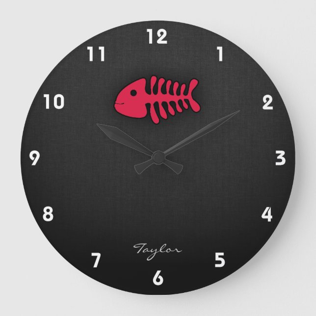 Reloj Redondo Grande Huesos de peces rojos Crimson (Anverso)