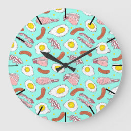 Reloj Redondo Grande Huevos Bacon Sausages Kitchen Desayuno Comida Patr
